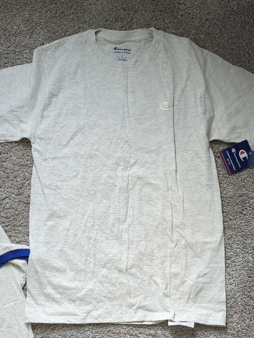 3 Champion Crewneck Tee Pack in Cream, White and Navy Trim - Picture 8 of 12